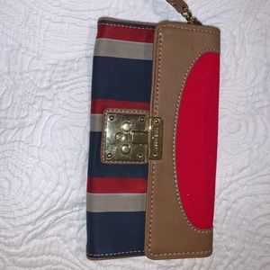 Red, Blue, and Gray Striped Nine West Wallet